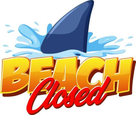 Font design for beach closed with shark in water