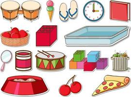 Sticker set of mixed daily objects vector