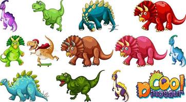 Many dinosaurs on white background vector