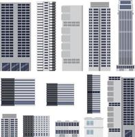 Set of high rise building on white background vector