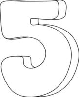 Number five doodle outline for colouring vector