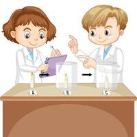 Student kids doing science experiment vector