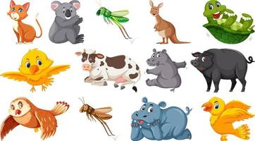 conjunto de diferentes animales aislados. vector