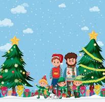 Christmas holidays with family outdoor vector