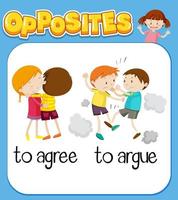 Opposite words for to agree and to argue vector