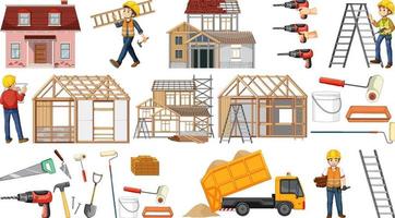 Set of construction site objects vector