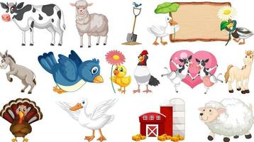 Farm animals and barn vector