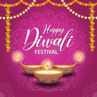 cartel del festival indio feliz diwali vector