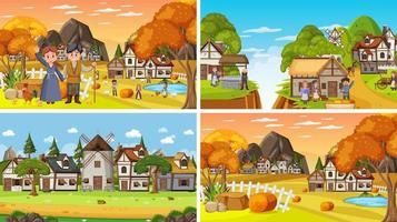 Set of different scene medieval vector