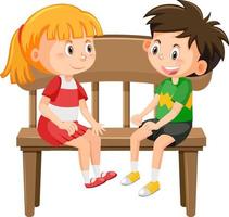 Children sitting on a bench vector