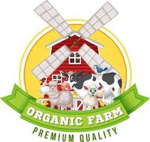 diseño de logotipo con palabras granja orgánica vector