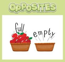 Opposite English words with full and empty vector