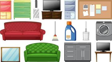 Furniture set on white background vector