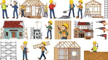 Set of construction site objects vector