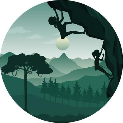 Silhouette rock climbing badge