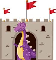 Cute purple dragon cartoon character vector