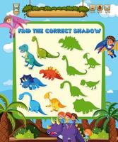 Find the correct shadow game template of dinosaur vector