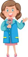 Female news reporter cartoon character vector