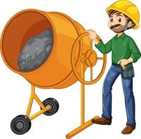 Concrete mixing drum with a worker vector