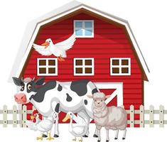 Farming theme with many animals vector