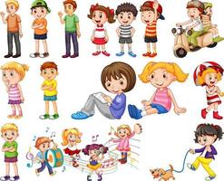 niños felices en diferentes acciones vector