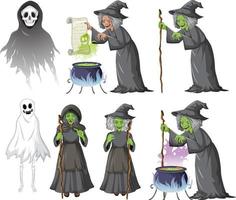 Set of witches and wizard objects vector