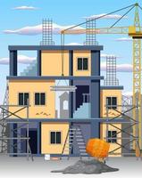 Building construction site scene vector