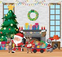 tema de navidad con santa y regalos vector