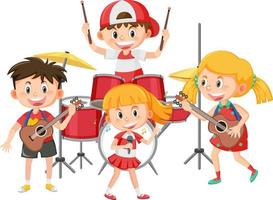 Group of children music band vector