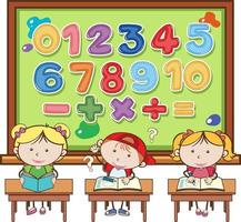 contando números del 0 al 9 y símbolos matemáticos para niños vector