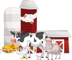 Farming theme with many animals vector