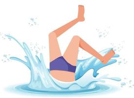 A water splash with a kid drowning on white background vector