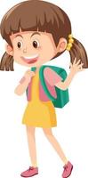 Female student cartoon character with backpack vector