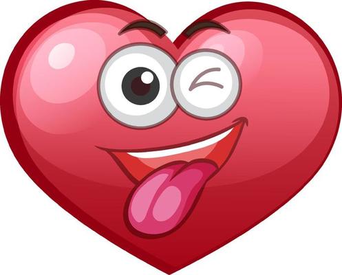 Goofy heart emoticon on white background