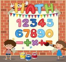 contar números de cero a nueve y símbolos matemáticos vector