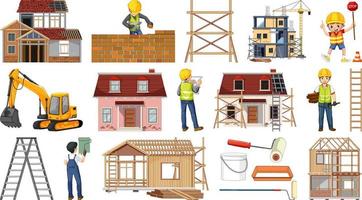 Set of construction site objects vector