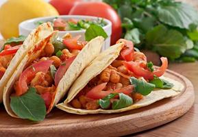 Tacos with chicken and bell peppers photo