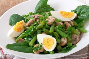 Mushroom salad with green beans and eggs photo