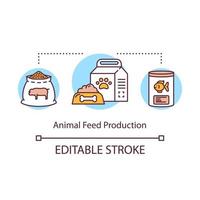 Animal feed production concept icon. Local products idea thin line illustration. Food for dogs, cats. Small bussiness creates nutrition. Vector isolated outline drawing. Editable stroke