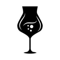 Dessert wine glyph icon. Madeira wineglass. Alcohol beverage with bubbles. Party cocktail. Sweet aperitif drink. Silhouette symbol. Negative space. Vector isolated illustration