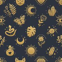 Elegant celestial seamless pattern with boho elements vector