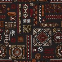 Colorful African art decoration tribal geometric shapes seamless background.