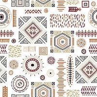 Colorful African art decoration tribal geometric shapes seamless background. vector