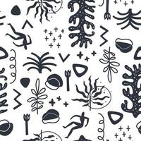 formas abstractas en blanco y negro patrón sin costuras estilo matisse papel tapiz. vector