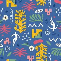 Seamless pattern with abstract geometric shapes in Matisse style vector