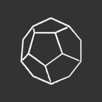 Dodecahedron chalk icon. Geometric figure with hexagon base. Decorative element. Minimalistic crystal. Simple gemstone. Flat abstract shape. Isometric form. Isolated vector chalkboard illustration