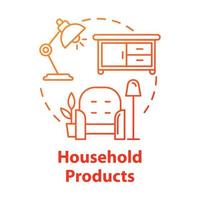 Household products concept icon. Home appliances and furniture. Domestic items. Cozy dwelling. Comfortable living room idea thin line illustration. Vector isolated outline drawing