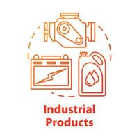 Industrial products concept icon. Production and maintenance of machinery. Maintenance workshop. Manufactured goods idea thin line illustration. Vector isolated outline drawing