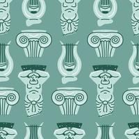 Seamless pattern with antique statue of man, column, harp vector