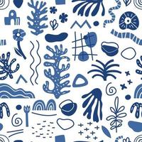 Modern seamless pattern with abstract shapes in Matisse style vector